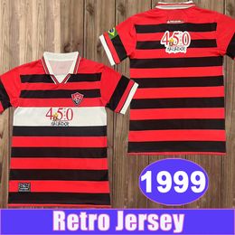 1999 Vitoria Retro Mens Soccer Jerseys Home Red White Black Football Shirts Short Sleeve Adult Uniforms