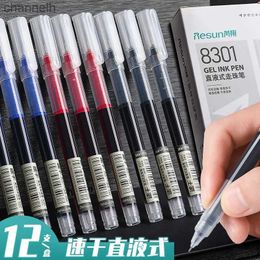 Gel Pens 8/3pcs Student Straight Liquid Ballpoint Pen Giant Business Affairs Finance Neutral Pen School Permanent Black Red Blue 0.5mm YQ231201