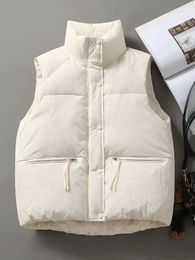 Women's Vests HWL Winter Autumn Fashion Cotton Padded Outerwear Vest Down Coat Sleeveless Women Loose Plus Size Puffer Jacket Female 231130