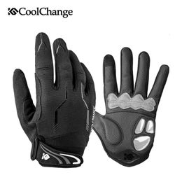 Sports Gloves CoolChange 10 Colors Winter Women Men's Cycling Gloves Full Finger with GEL Pad Shockproof Mountain Bike Bicycle Gloves 231201