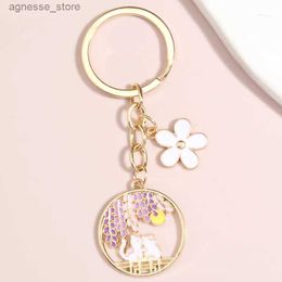 Keychains Lanyards Cute Animal Keychain Flower Moon Cat Key Ring Key Chains Friendship Gifts For Women Men Handbag Accessorie DIY Jewellery R231201