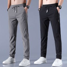 Lu Pant align Lemon Yoga LU Mens Ice Silk Trousers Solid Colour Mid-Waist Loose Breathable Straight-Leg Casual Thin Quick-Drying Sports Pants Jogger Leggings LL