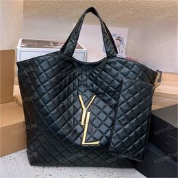 10A Large Tote Shopping Bag: 100% Leather, Big Logo,fashion Dual-Use, attitude, Vintage Grid, Transformable Design with Mini Bag Accessory, handbag,High-End, Shoulder ,