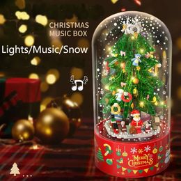 Christmas Toy Supplies Building Blocks Merry Christmas Music Box Christmas Tree DIY Doll House Year Santa Claus Children Gifts Christmas Decoration 231130