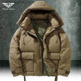 Men's Down Parkas Men's Tactical Winter Down Jacket Warm Hooded Coat Mountain Waterproof Windbreaker Loose Multi Pocket Military Outwear Casual Q231201