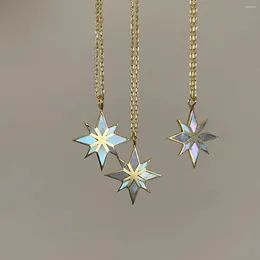 Pendant Necklaces Stainless Steel Snowflake Necklace Shell Inlaid Exquisite Sweater Chain For Women Jewelry Gift Waterproof