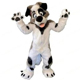 2024 Performance Long Fur Husky Dog Mascot Costumes Cartoon Carnival Hallowen Performance Unisex Fancy Games Outfit Outdoor Advertising Outfit Suit