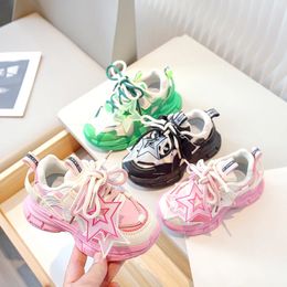 Sneakers Childrens Sneakers Stars Green Boys and Girls Casual Shoes Fall Models Pink Fashion Middle and Large Kids Baby Shoes 231201