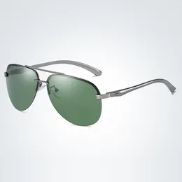 Sunglasses Fashion Polarised Men Classic Driving Sun Glasses Women Rimless Metal Frame Mirror Lens Anti-reflective