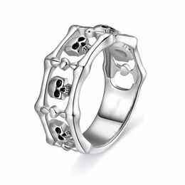 Halloween Gift Silver Retro Gothic Punk Rings 316L Stainless Steel Fashion Men's Women's Skull Rings Size 5-13250D