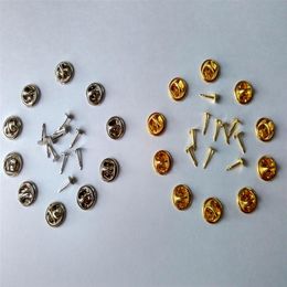 10mm post nails clasp Gold Silver brass tie tacks tacs butterfly pin badge lapel back clutch for clothes Jewellery findings brooches184I