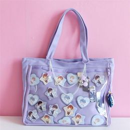 Ita Bag Girls Lolita Style Lovely Crossbody Kawaii Clear Bag Schoolbags For Teenage Girls Candy Sweet Itabag Shoulder Bags H210 21292G