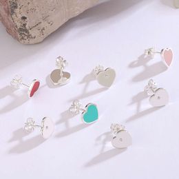 Blue box Classicdesigner tiff earring top TF Di Earstuds Boutique Jewellery Earrings Valentine's Day Gift Heart shaped Drop Glue Enamel Simple Christmas present