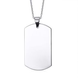 High Polished Stainless Steel Silver Dog Tag Pendant Husband Wife Friendship Gift Personalised Military Necklace244t