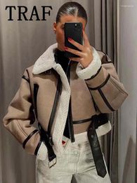 Women's Jackets 2023 Autumn Winter Women Y2K Faux Fur Coat Short Woman Bomber Jacket Long Sleeve Zip Up Fleece Cropped Coats