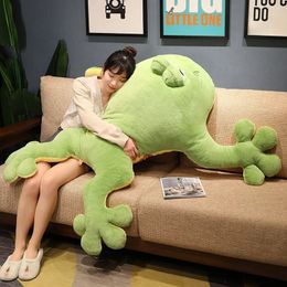 Plush Dolls Big Green Frog Real Life Toy Simulation Lying Frogs Stuffed Soft Cartoon Animal Pillow Birthday Christmas Gift For Kids 231201