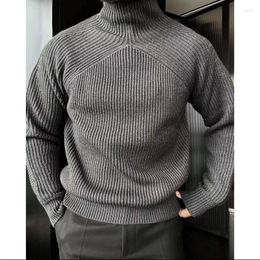 Men's Sweaters British Style High Collar Sweater Autumn Winter Casual Knitted Pullovers Slightly Loose Cozy Raglan Sleeve Jumpers