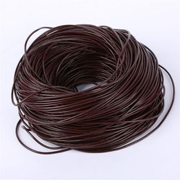 100metrs lot 100% Real Genuine Brown 3 sizes Round Oxhide Real Leather Thong Gorgeous Bracelet Necklace Cords Wire Jewelry DIY Mak263m
