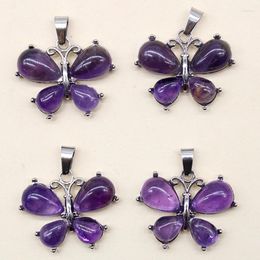 Pendant Necklaces 6pcs Butterfly Quartz Crystal For Women Natural Stone Colour Mixing Lapis Lazuli Vintage Animal Charm Jewellery
