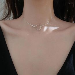 Choker Simple Style Circle Geometry Chain Necklace Designer Shiny Zircon Round For Girl Women Fashion Jewelry298v