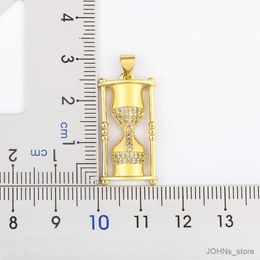 Pendant Necklaces New Hip-hop Women Men Hourglass Zircon Necklace Gold Colour European and Street Rap Personalised Jewellery Gift R231201