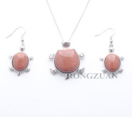 Trendy Necklace Earrings Jewelry Set for Women Mother Golden Sand Stone Tortoise Dangle Pendant Easter Day gift Chain 18quot DQ35808633