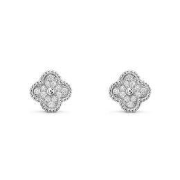 Lucky Four-leaf Clover stud earrings designer for women letter V cleef luxurious Jewellery diamond earings251b