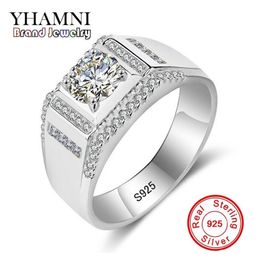 YHAMNI 100% Solid 925 Sterling Silver Ring 1 Carat Diamond Engagement Rings For Men Wedding Ring Charm Jewellery MJZ015225K