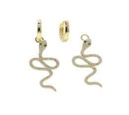 new arrived snake earring micro pave white green cz high quality long snaked dangle drop earring for girl women trendy jewelry2268542