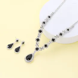 Necklace Earrings Set Luxury Silver Colors For Women Choker Wedding Bridal Party Sets Costume Accessories