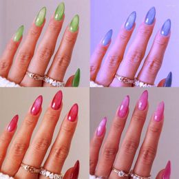 False Nails Super Flash Fake Accessories Cat Eyes Glitter Designs French Almond Tips Faux Ongles Press On Acrylic Nail Supplies