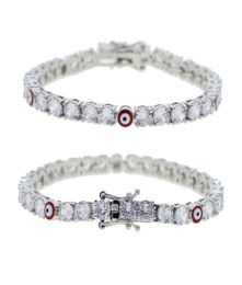 Fashion Crystal Tennis Bracelets 5A CZ Iced Out Turkish Blue Eyes bead charm Bracelet Luxury Bangles for Women Girls Jewelry6643266