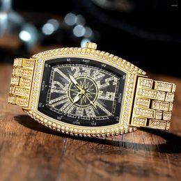 Wristwatches UTHAI W87 Men's Watches Luxury Metal Sky Star Fashion Digital Barrel Full Diamond Large Dial Waterproof Male Quartz Clock Watch