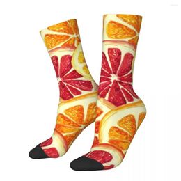 Men's Socks Hip Hop Vintage Citrus Crazy Compression Unisex Fruit Family Street Style Seamless Printed Funny Novelty Crew Sock