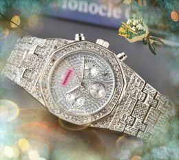 montre de luxe Quartz Movement Watches 42MM Stainless Steel Super six pins working Wristwatches men diamonds ring waterproof auto date stopwatch watch clock gifts
