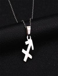 New 12 Constellations Stainless Steel 3 Colors Zodiac Sign Sagittarius Pendant Necklace Name Necklace Birthday Gift Bijoux1834821