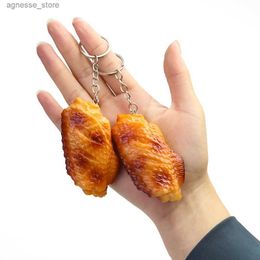 Keychains Lanyards Funny Chicken Keychain Lifelike New Roast Baked Wings Food Models Car Key Ring Bag Backpack Ornament Jewellery Gift R231201