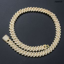 Anhänger Halsketten 14mm Edelstahl Rhombus Gold gefüllt Moissanit Diamant E ICED Out Chunky Miami Cuban Link Kette Halskette Armband Set für Männer