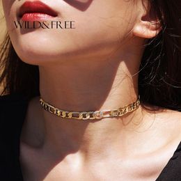 New Cuban Link Chain Choker Necklace For Women Gold Black Rose Gold Copper Sexy Necklace Statement Chokers Whole Jewelry2652