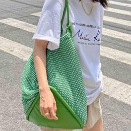 Evening Bags Fashion Oversize Tote For Women Leather Knitting Handbags Large Shopper Bag Woven Green Shoulder Luxury Designer 2021210I