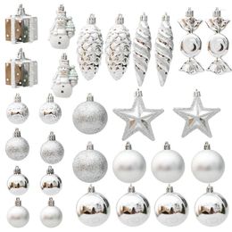 Party Decoration 20/29pcs Christmas Ball Silver Tree Hanging Pendants Home Gifts Year Printed Special-shaped Spheres 2023