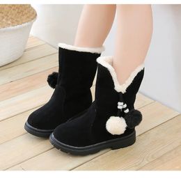 Boots 2023 Christmas Toddler Girl Child Red Warm Cotton Shoe Princess Children s Mid calf Winter Padded Shoes Autumn 231201