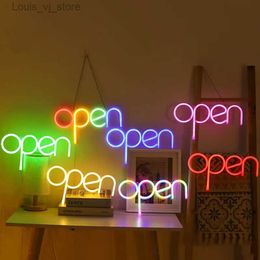 LED Neon Sign LED Neon Lights OPEN Wall Sign USB Atmosphere Light Door Decor Hanging Night Lamp Business Bar Club Coffee Shop Decoration YQ231201