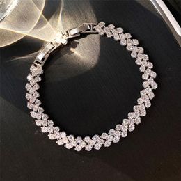 Choucong Roman Wedding Bracelets Luxury Jewelry 18K White Gold Fill Round Cut White Topaz CZ Diamond Gemstones Party Women Promise299f