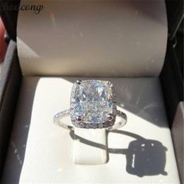 vecalon Dazzling Promise Ring 925 sterling Silver Cushion cut 3ct Diamond Charm Wedding Band Rings For Women Jewelry221d