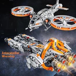 Christmas Toy Supplies High-Tech Spaceship Starship Combat Aircraft Building Block MOC Starfighter Brick Educational Toys For Kids Boys Christmas Gifts 231130