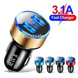 Universal LED Display Dual Ports Car Charger 3.1A 12W Vehicle Chargers For Iphone 12 13 14 15 Samsung Huawei Tablet S1