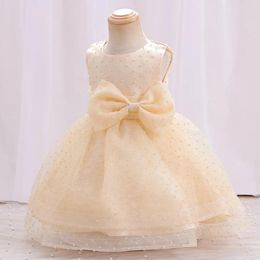 Girl Dresses 2023 Baby Dress Sleeveless Bow Born Baptism For Tutu 1st Year Birthday Party Toddler Clothes