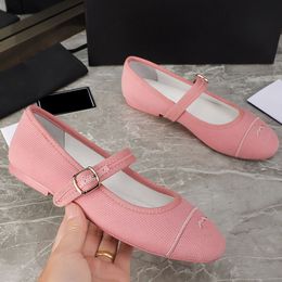 Womens Denim Dress Shoes Designer Mary Jane Shoes Adjustable Ankle Buckle Loafers Ladies Black Pink Brown Yellow Slides Ladies Leisure Shoe With Dust Bag Casual Shoe