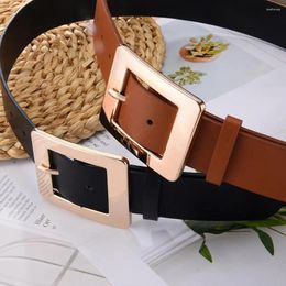 Belts Solid Color Belt Adjustable Durable Unisex Faux Leather With Smooth Metal Buckle Wide Anti-break For Women